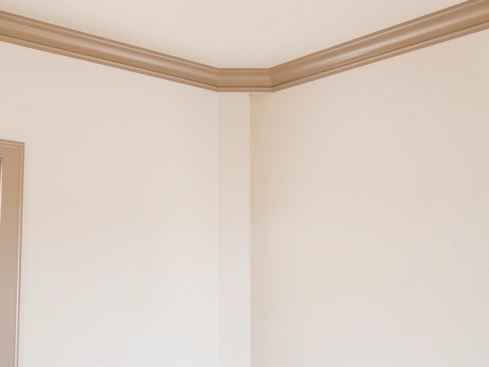 Freshly finished drywall and clean crown molding in an Austin home interior
